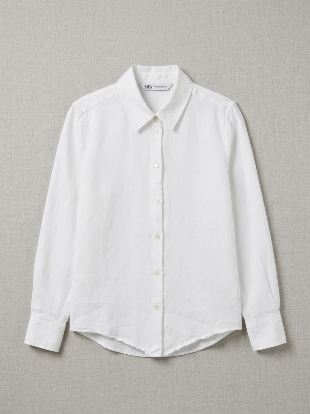 ZARA Classic White Long-Sleeve Button-Down Shirt